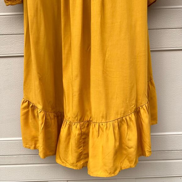 Jodifl Floral Embroidered High Low Flowy Dress Size Large Golden Yellow - Picture 8 of 9